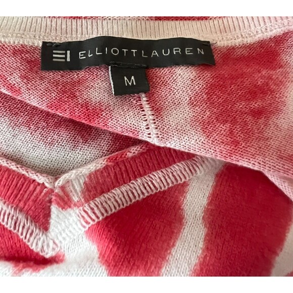 Elliott Lauren Pink Tie-Dye Lightweight V-Neck Sweater Size M Boho Beach - Picture 5 of 9